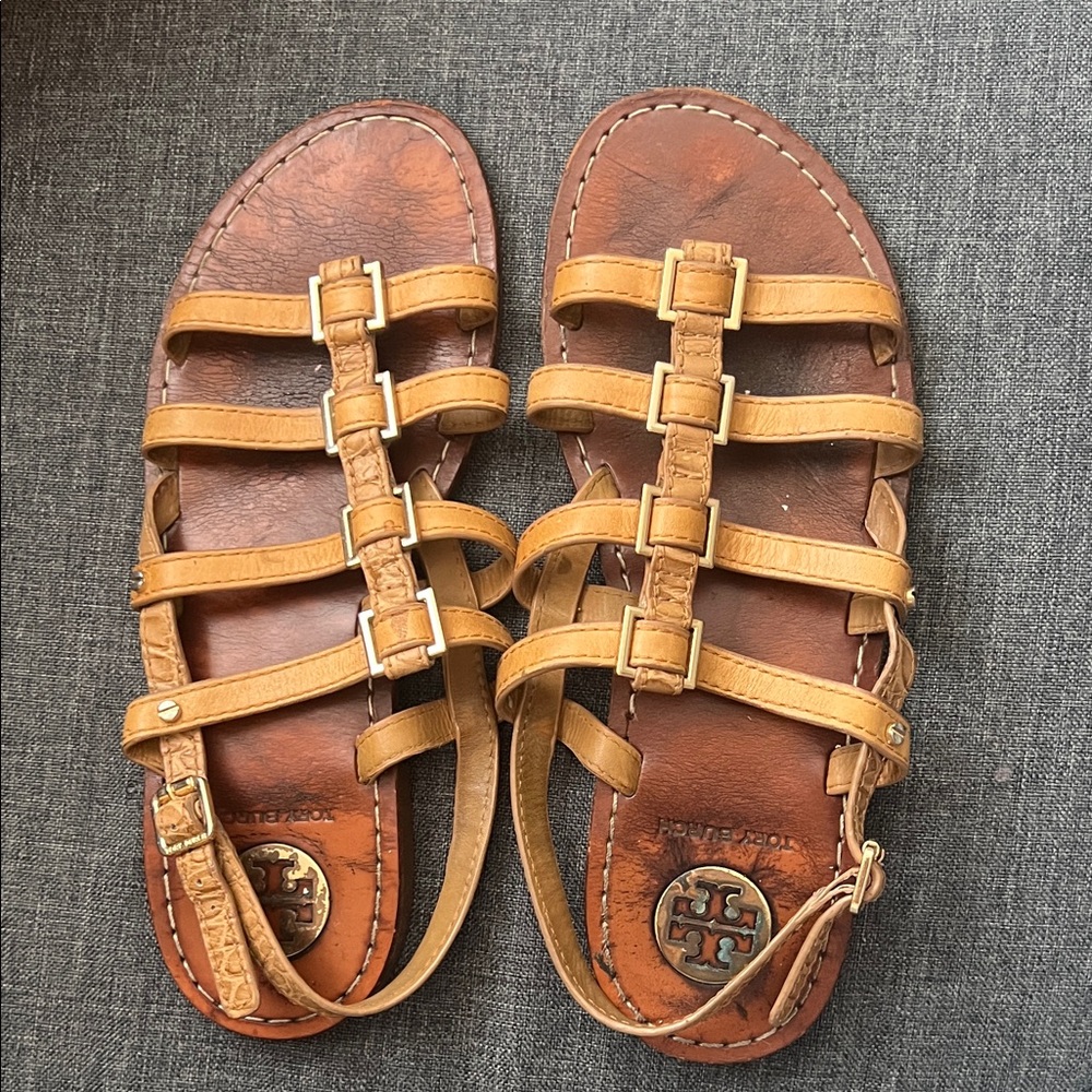 Tory Burch Tan Leather Strappy Sandals